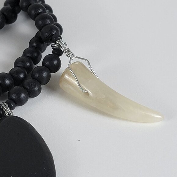 Chico's Tribal Statement Bib Necklace 22 In Black And Earth Tone Layered BOHO - Picture 7 of 12